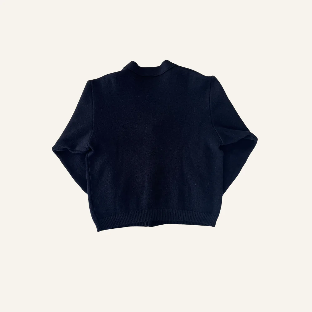 Cardigan bleu marine en laine - Seconde main - Image 2