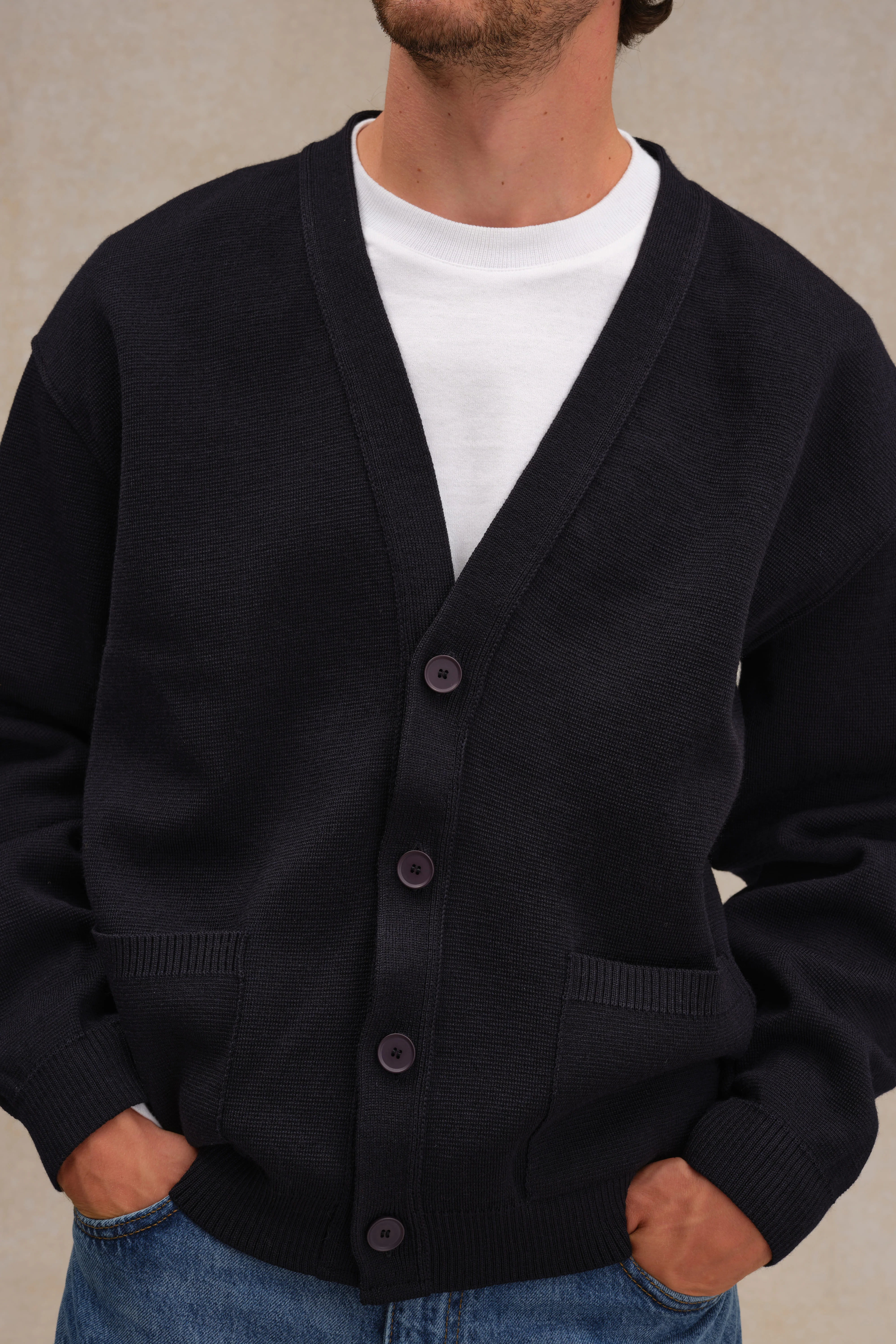Cardigan bleu marine en maille Milano pour homme - Image 2