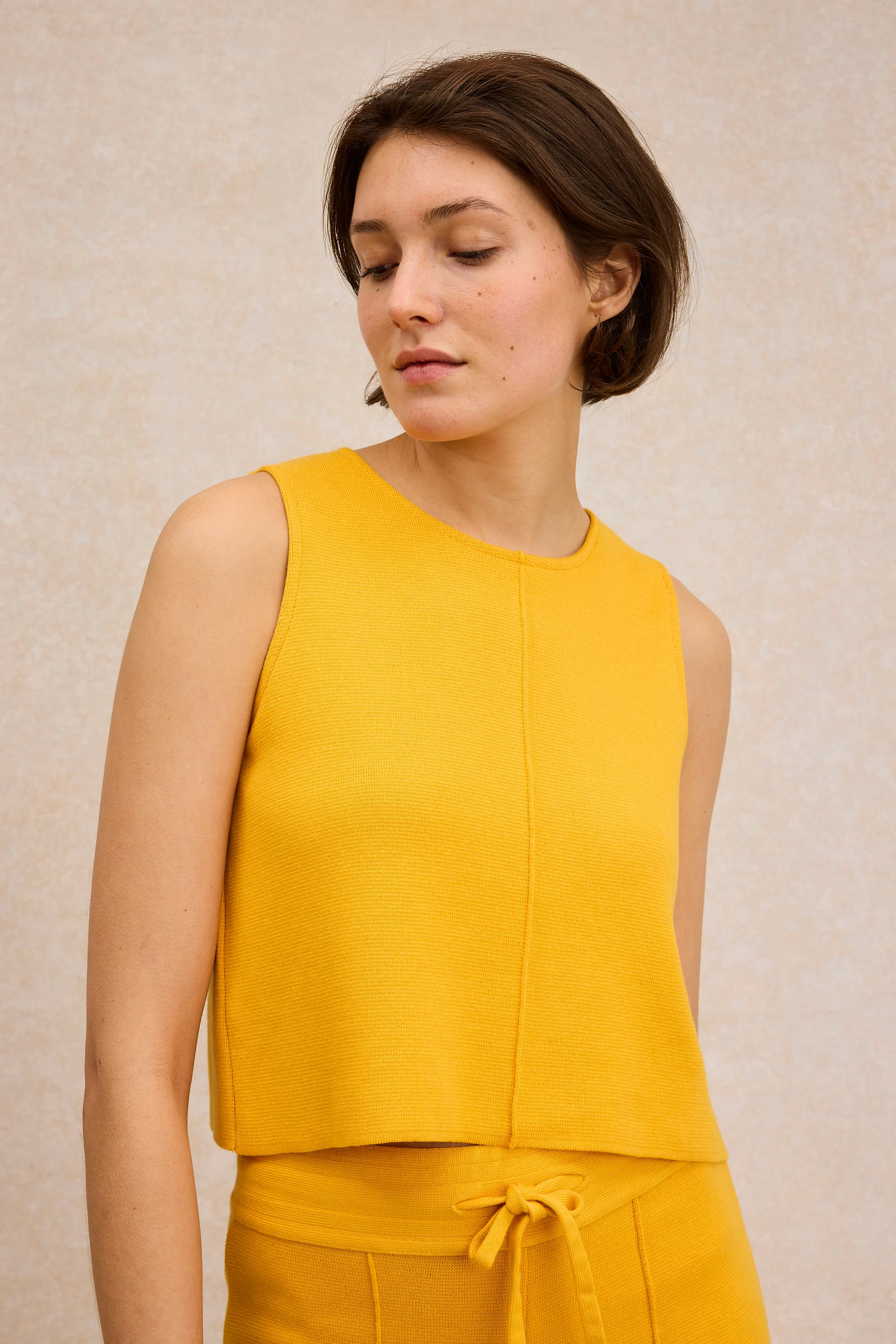 Débardeur Milano jaune soleil en coton pour femme