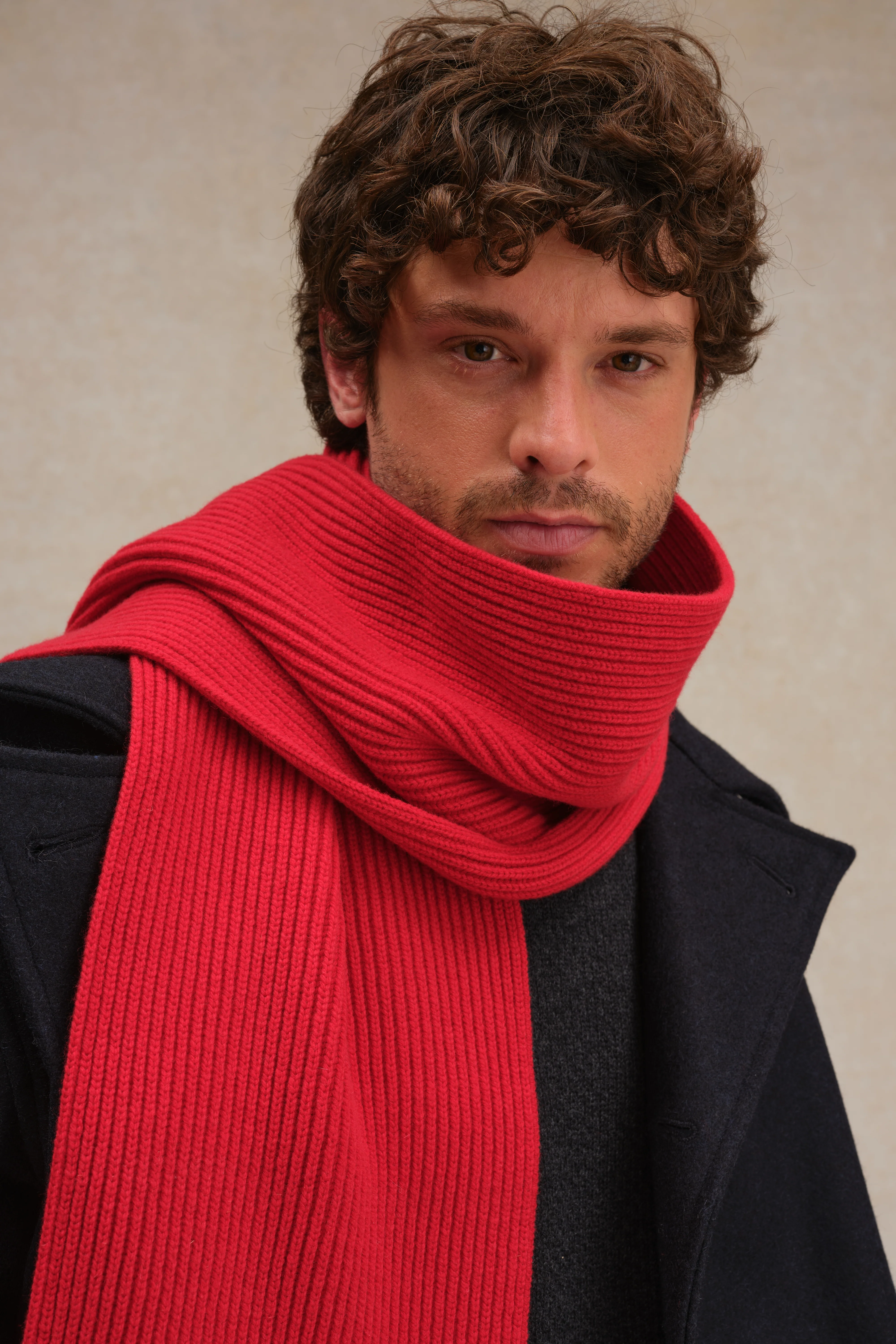 Écharpe à côtes extra doux mixte rouge - Image 7