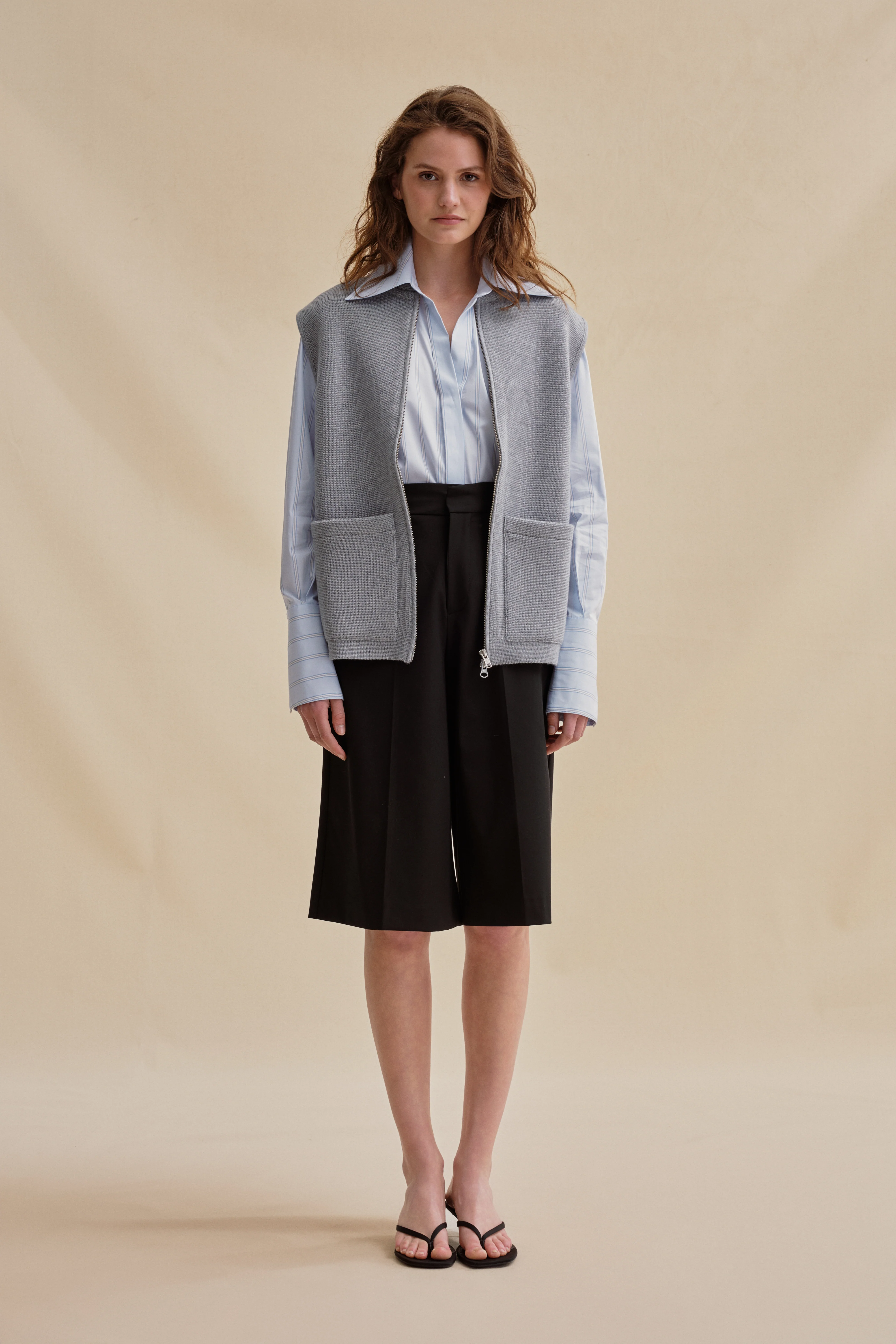 Gilet zippé gris chiné Milano pour femme - Image 3