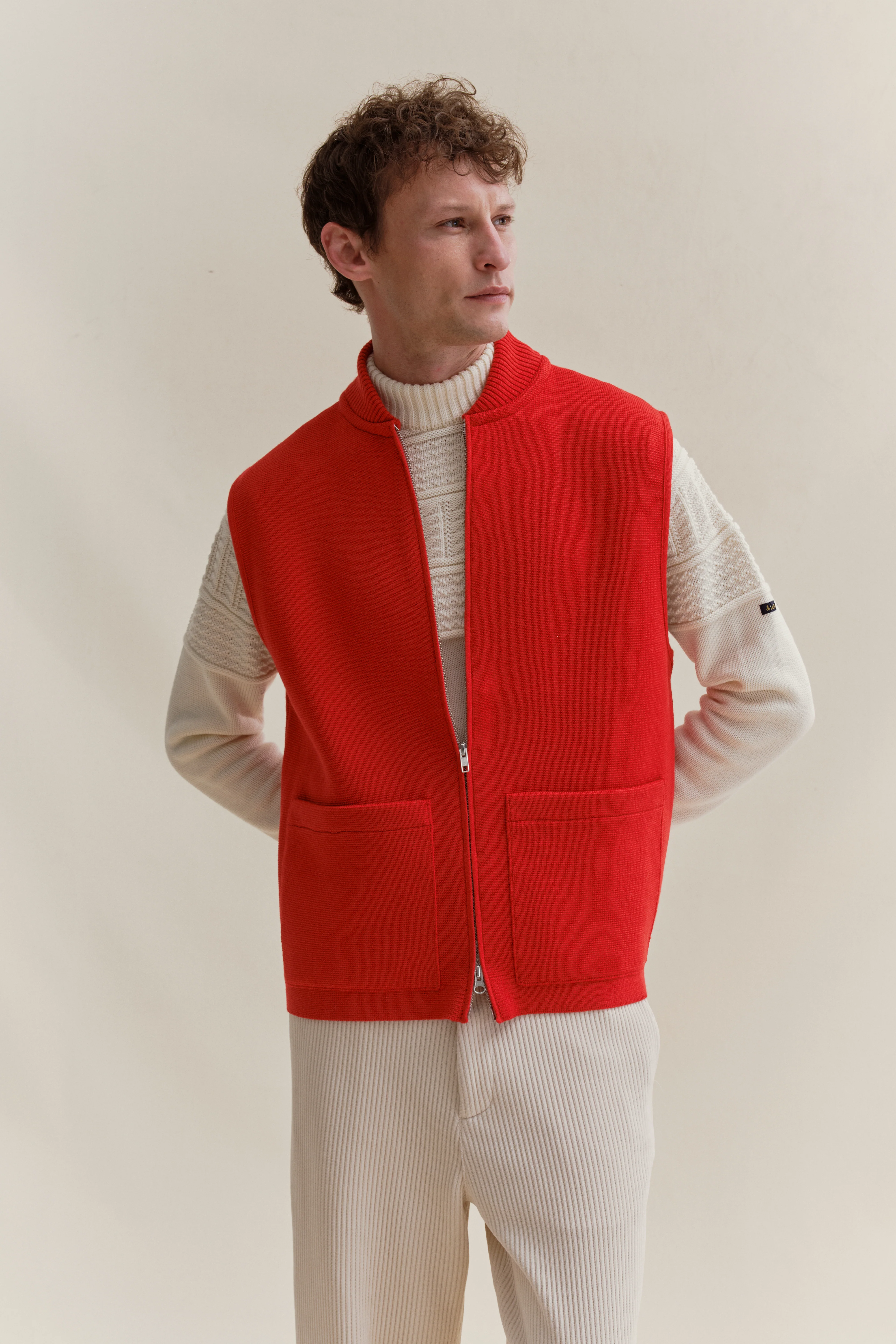 Gilet zippé rouge Milano pour homme - Image 6