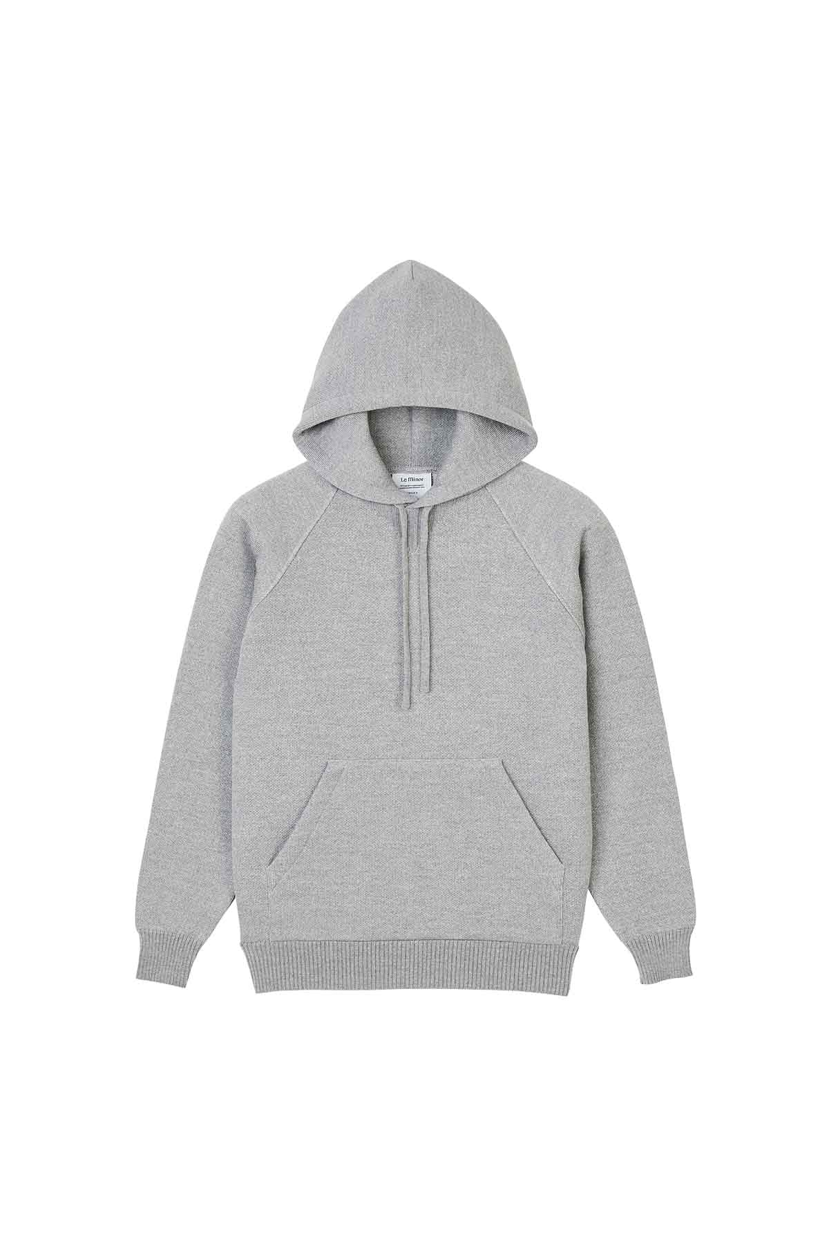 Hoodie gris chiné en laine mérinos pour femme - Image 4