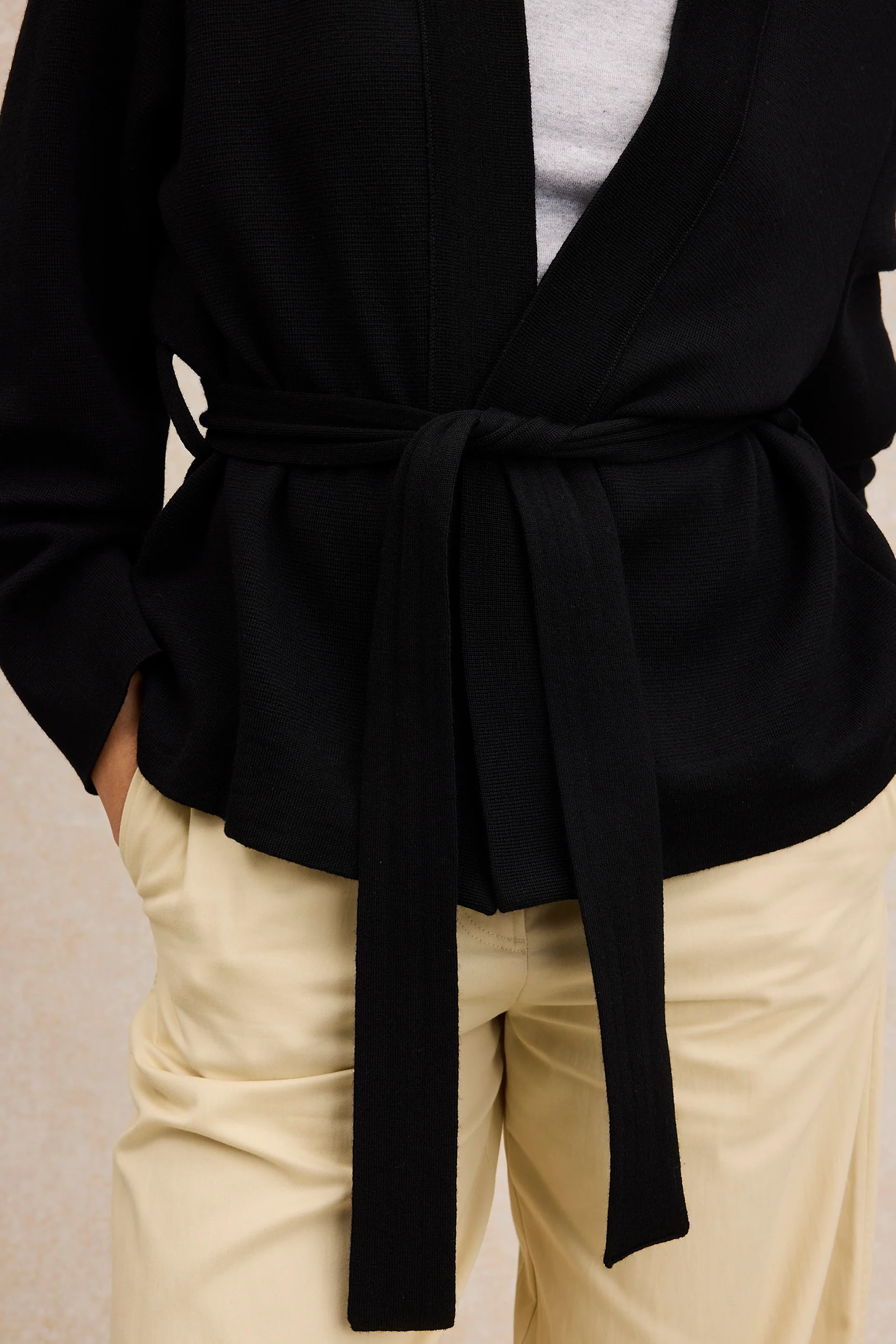 Kimono noir en maille Milano pour femme - Image 2