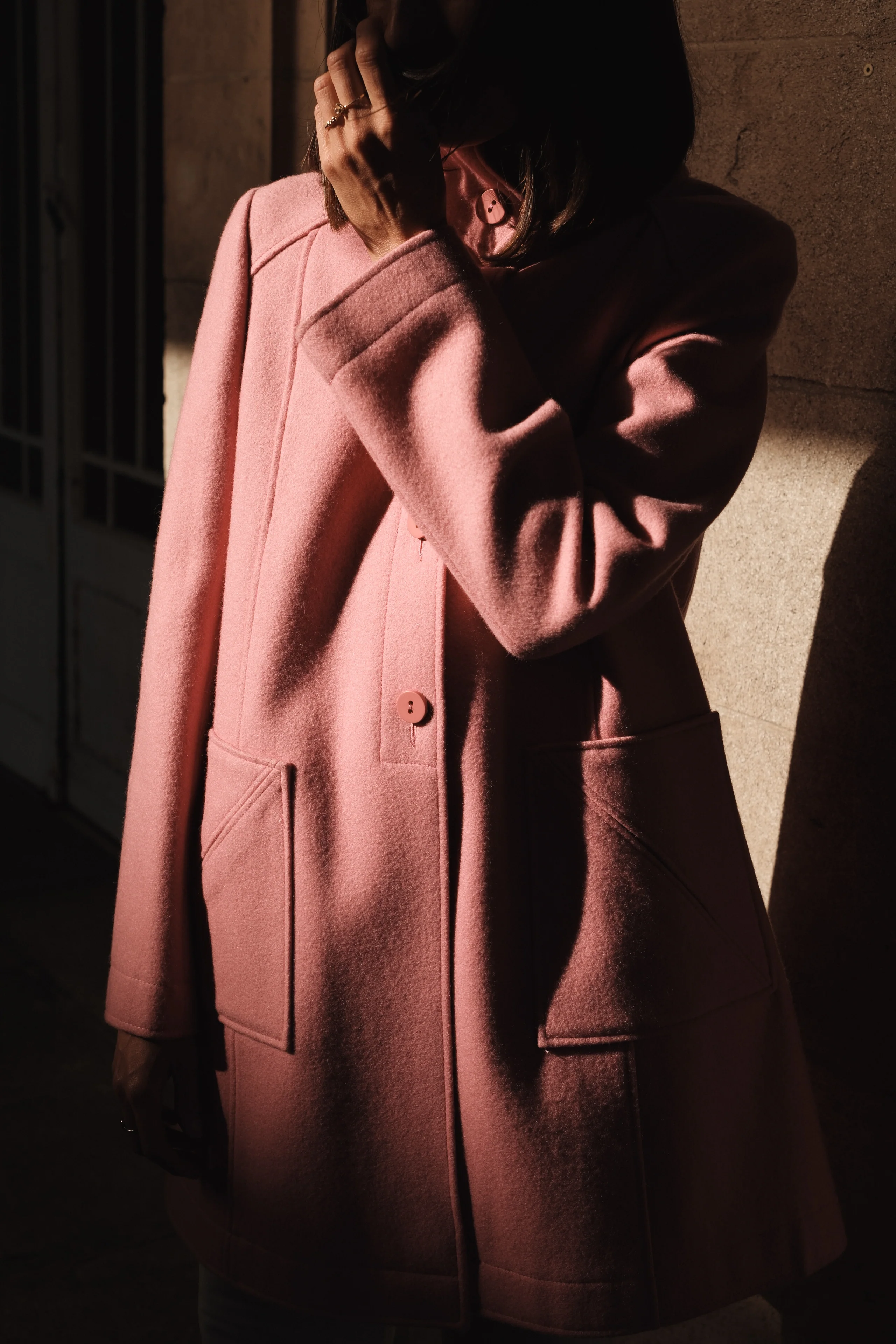 Manteau rose 1976 en laine et cachemire pour femme - Image 11