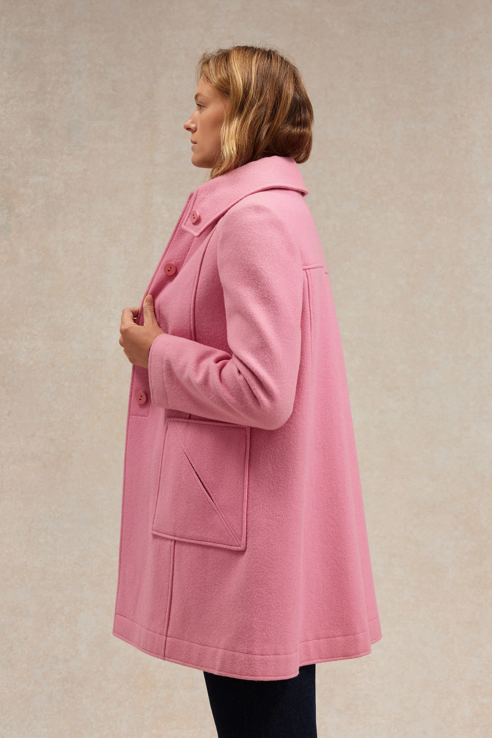 Manteau rose 1976 en laine et cachemire pour femme - Image 4