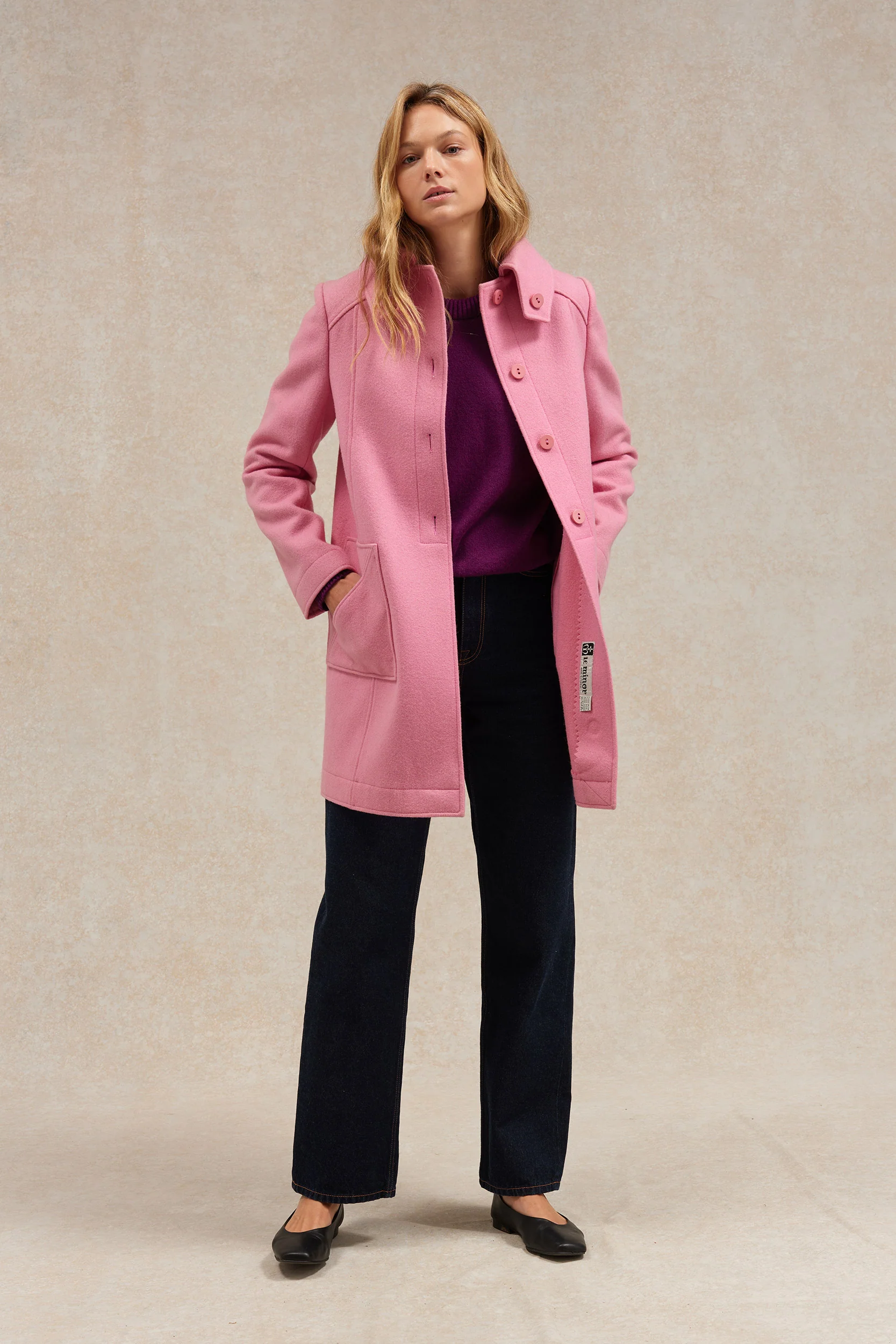 Manteau rose 1976 en laine et cachemire pour femme - Image 5
