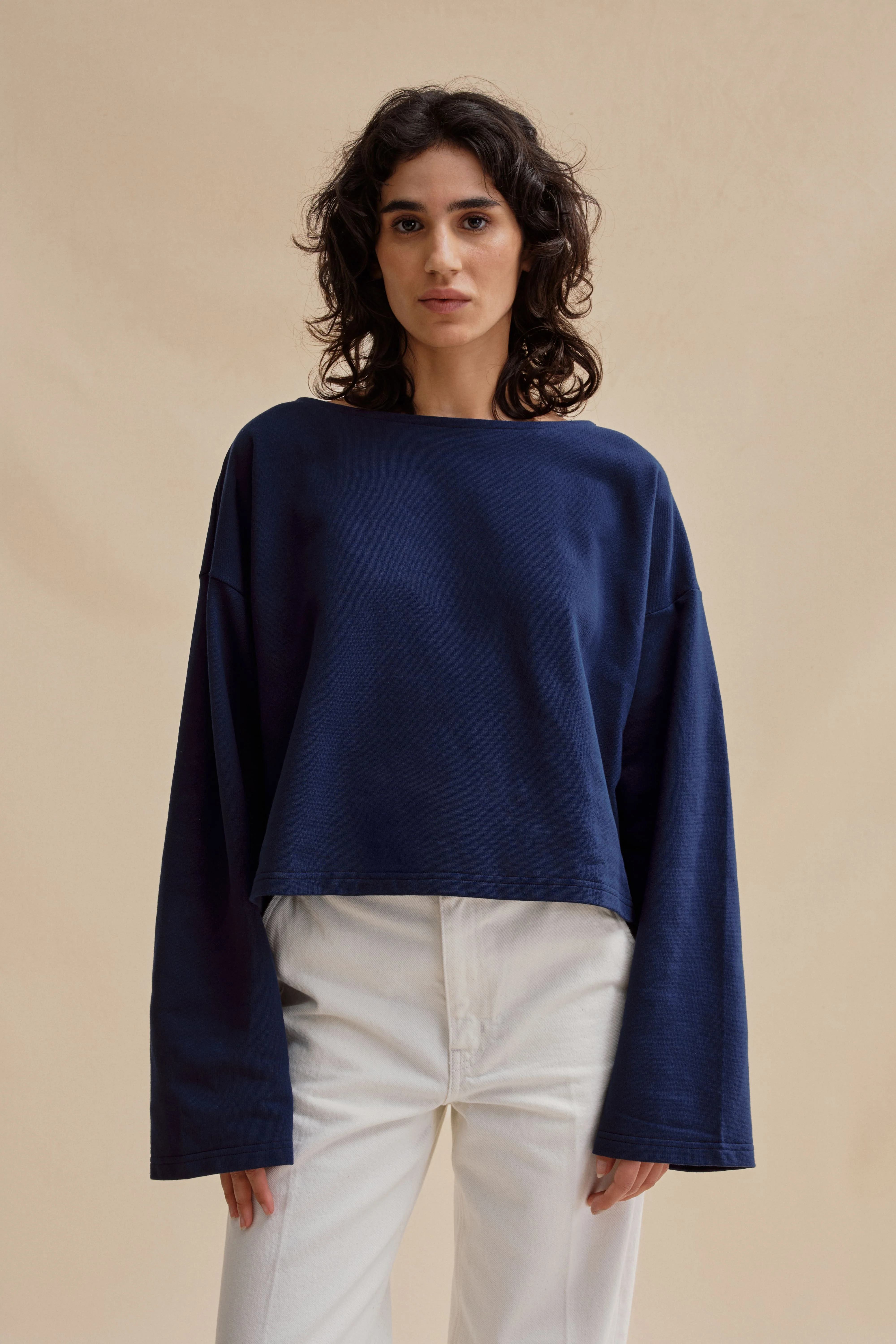 Marinière Rachel cropped marine pour femme