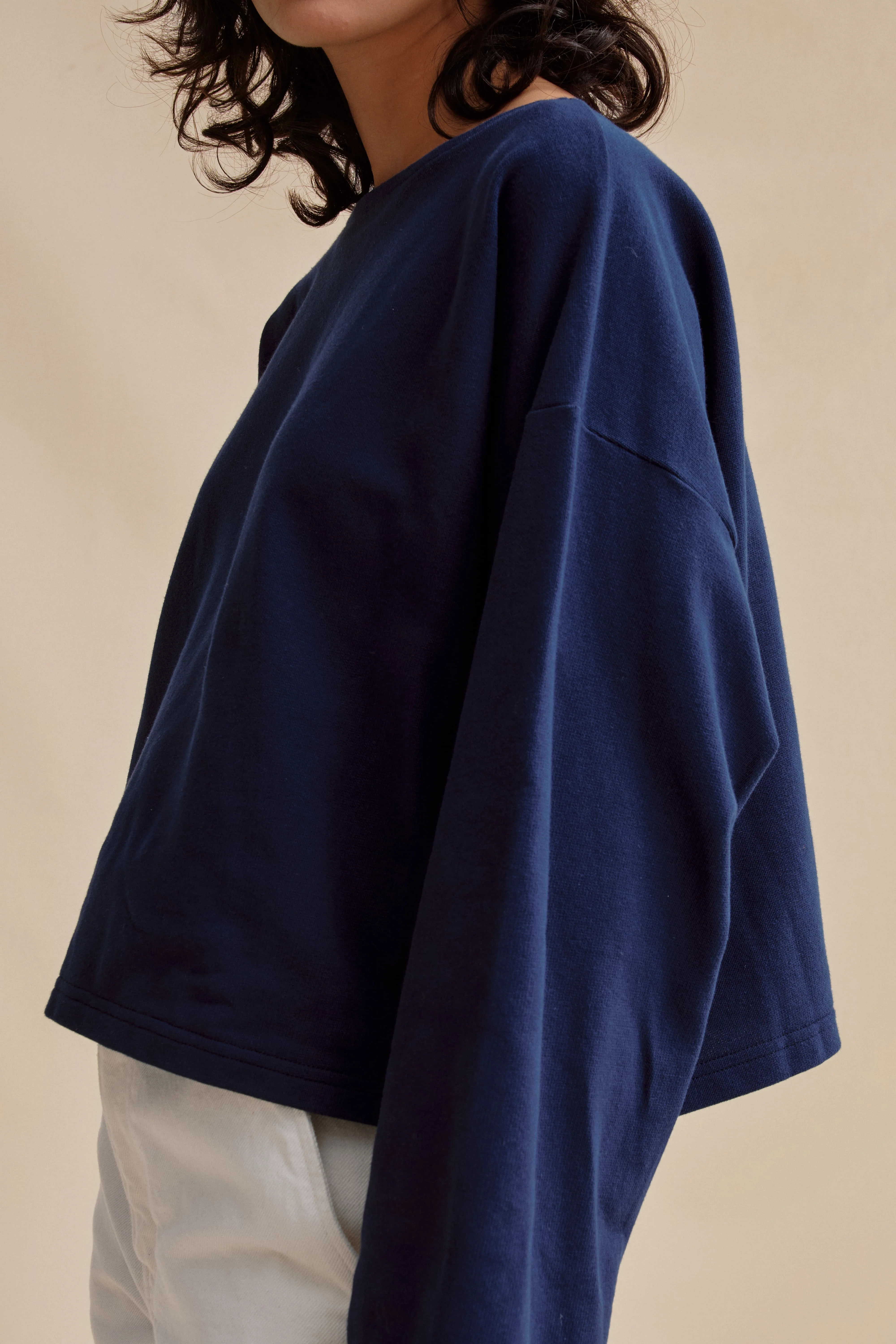 Marinière Rachel cropped marine pour femme - Image 2