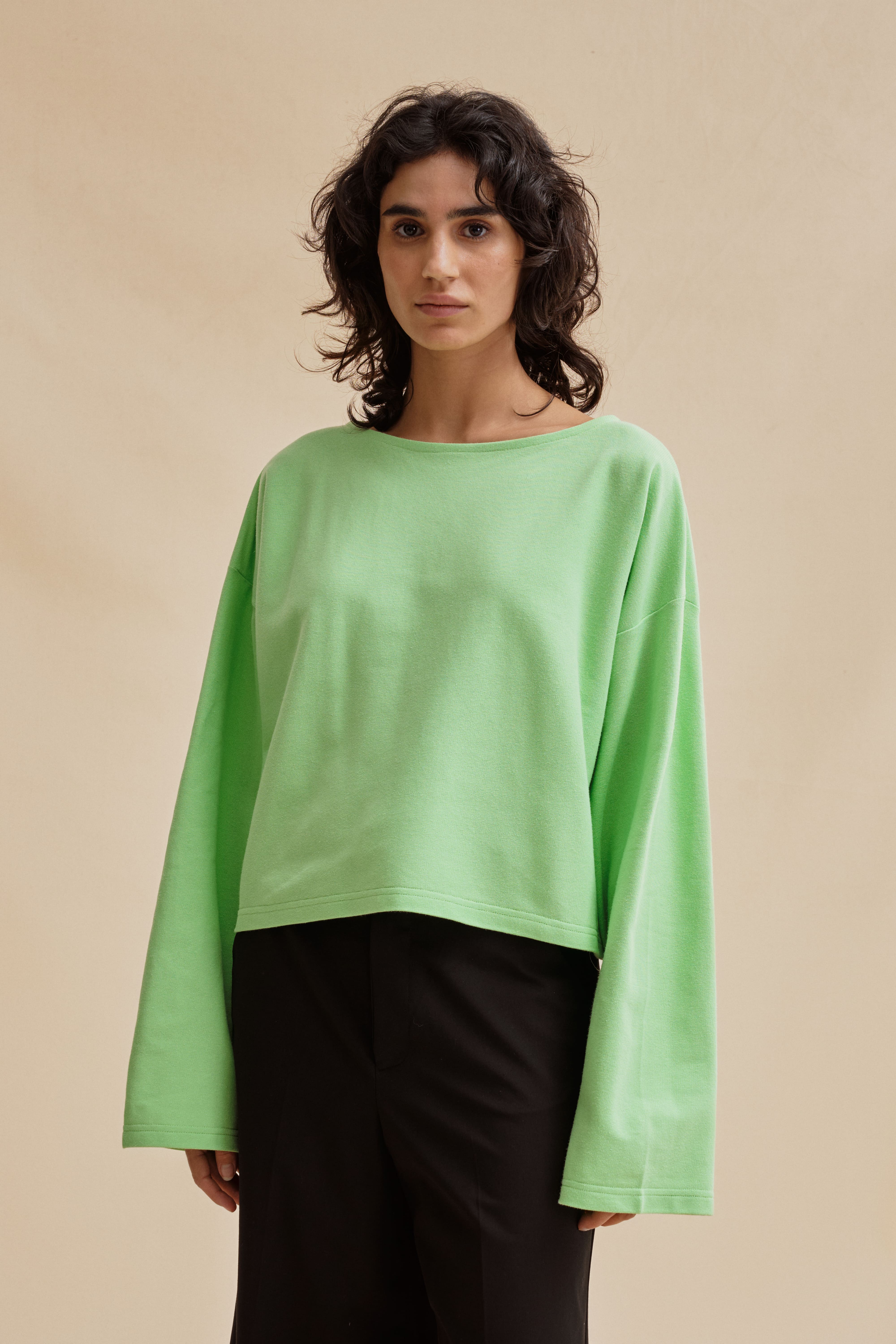 Marinière Rachel cropped verte pour femme