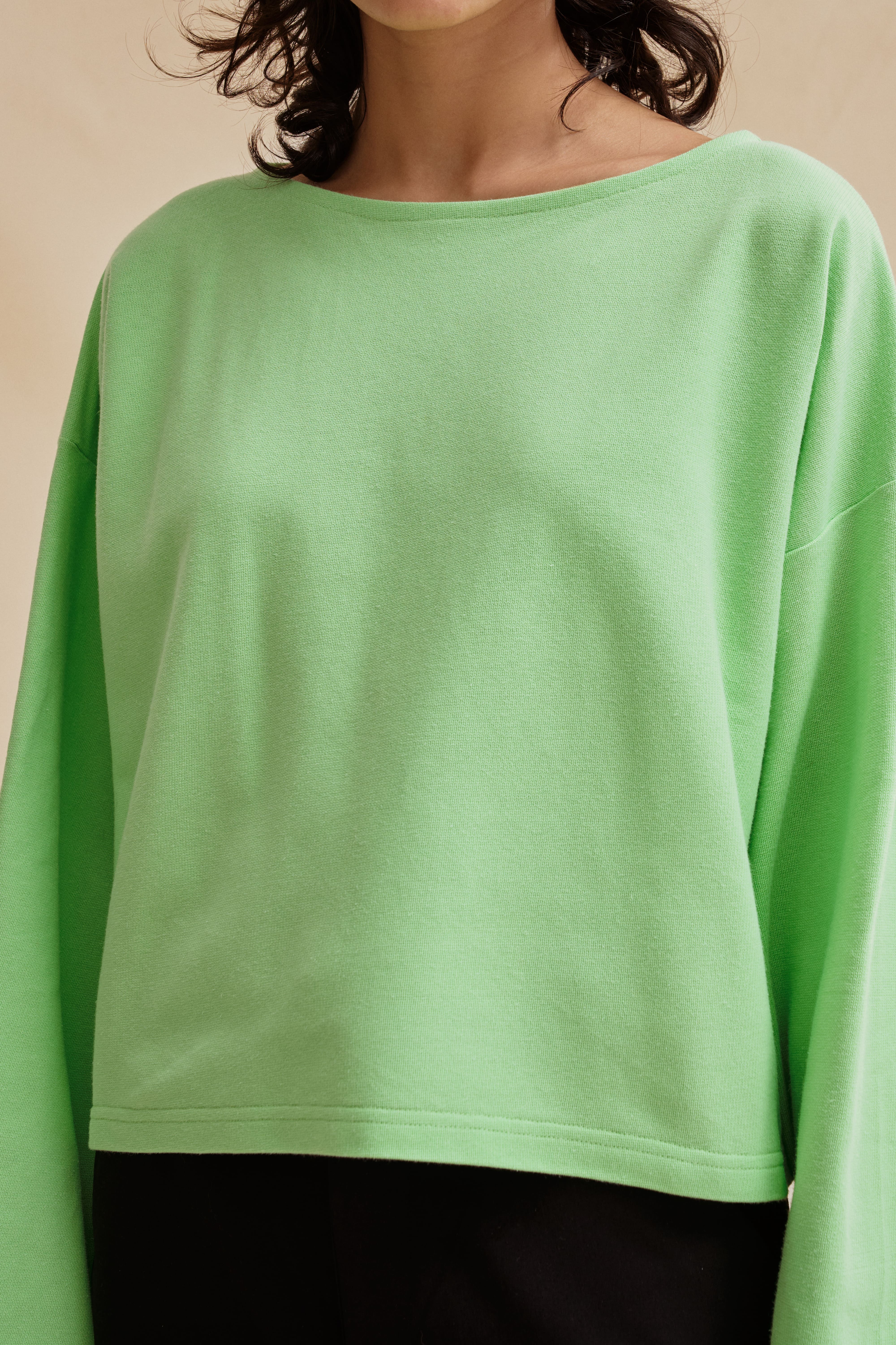 Marinière Rachel cropped verte pour femme - Image 2