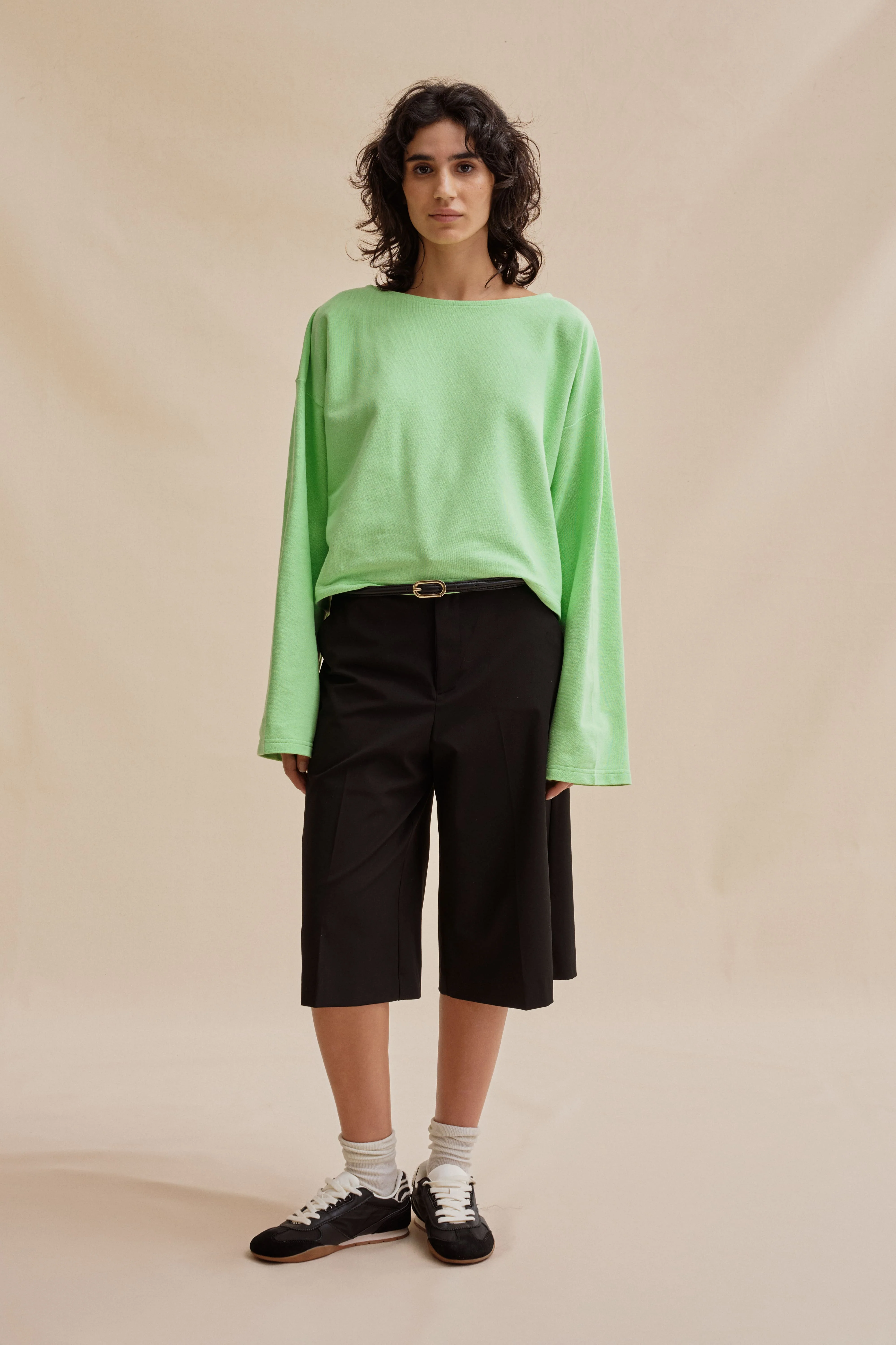 Marinière Rachel cropped verte pour femme - Image 3