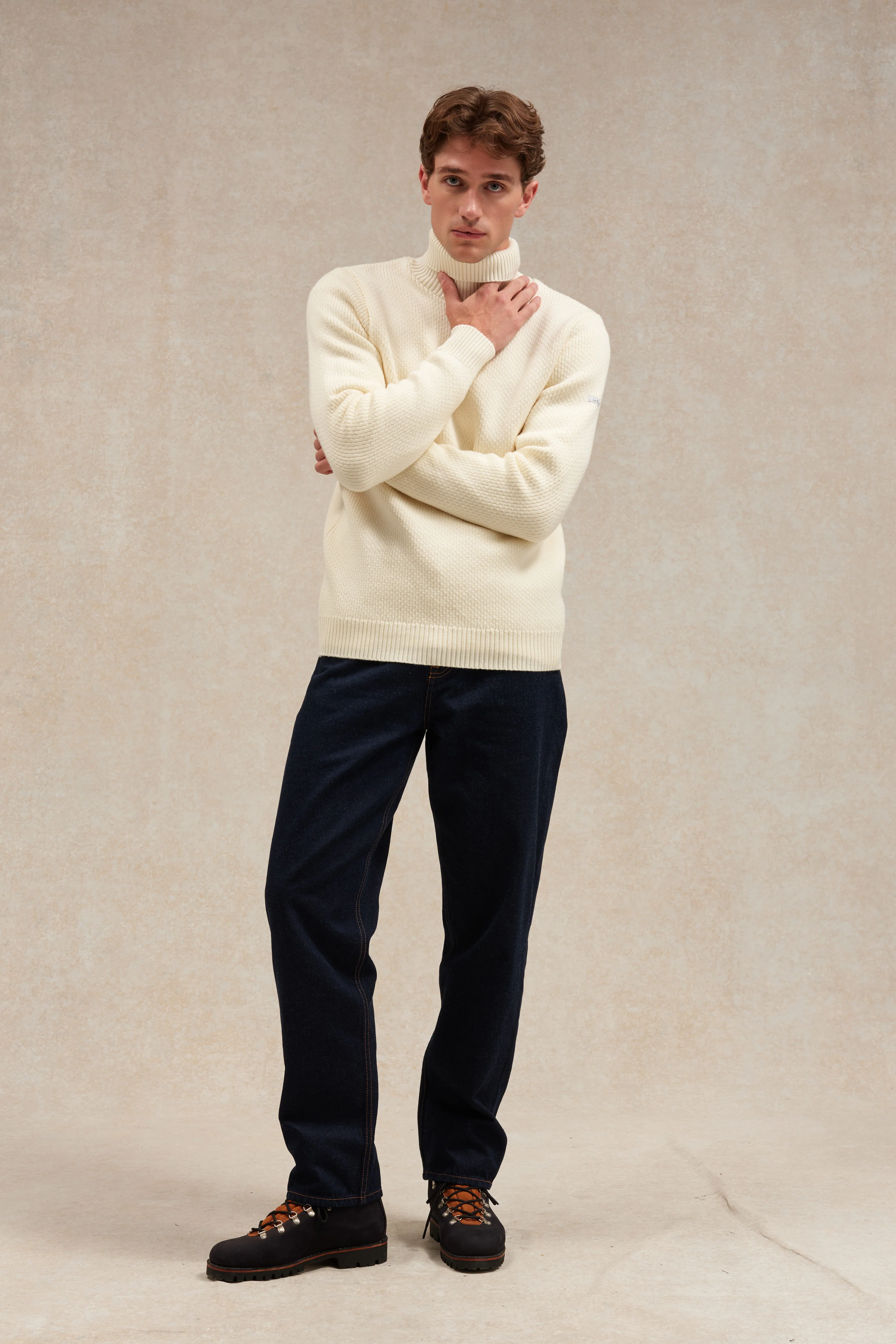 Pull col roulé Norvégien écru pour homme - Image 4