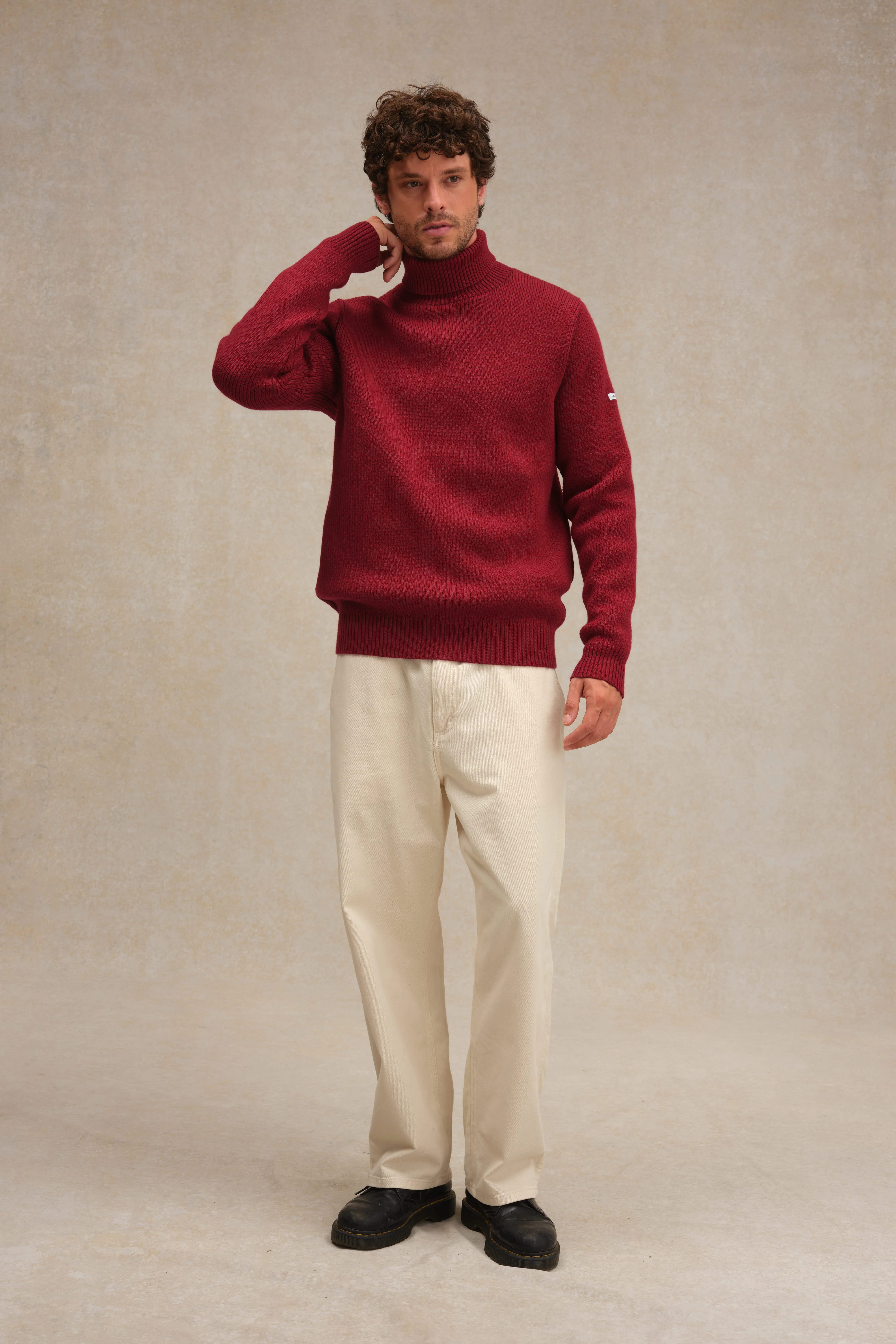 Pull col roulé Norvégien bordeaux pour homme - Image 3