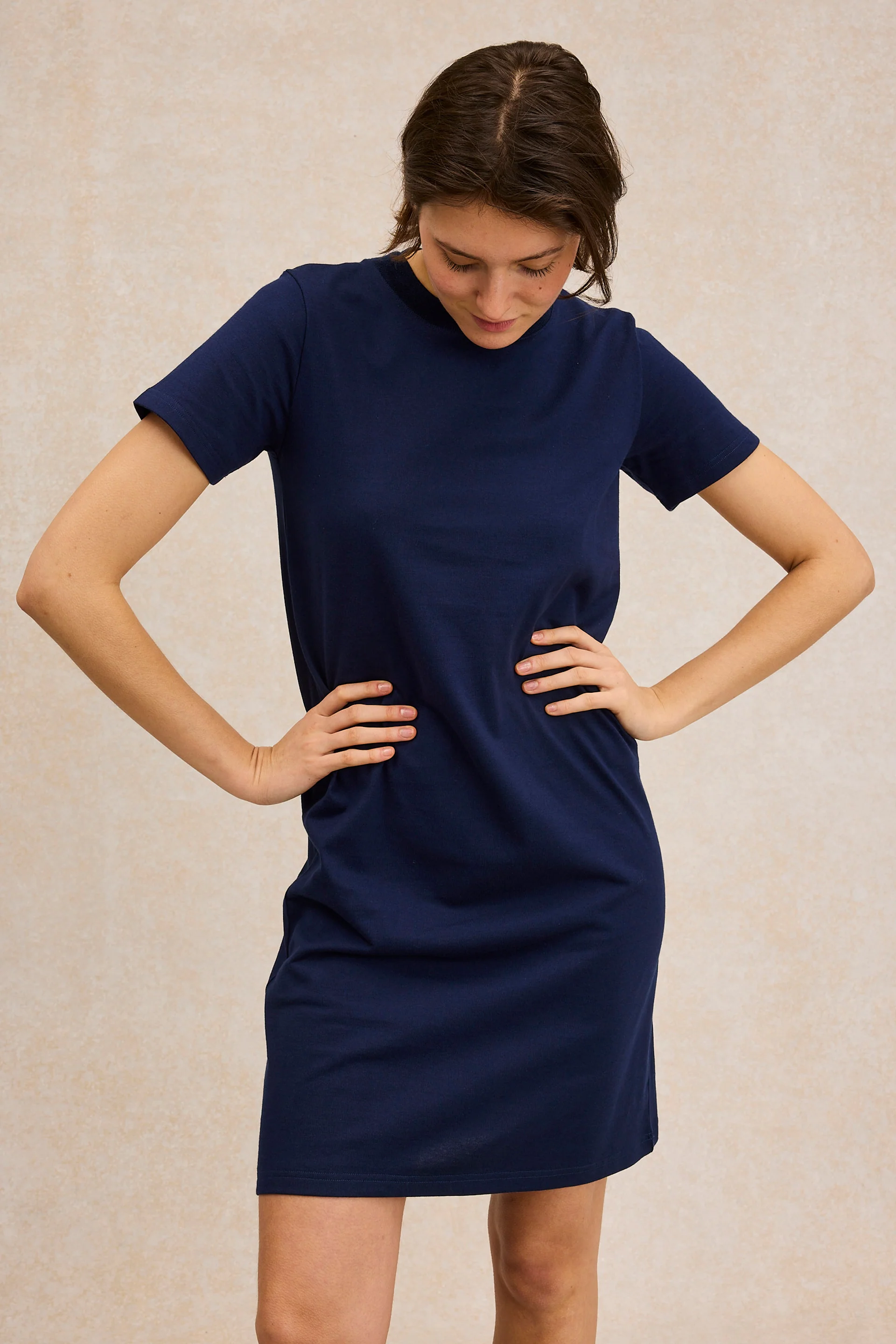 Robe plein été en coton bleu marine