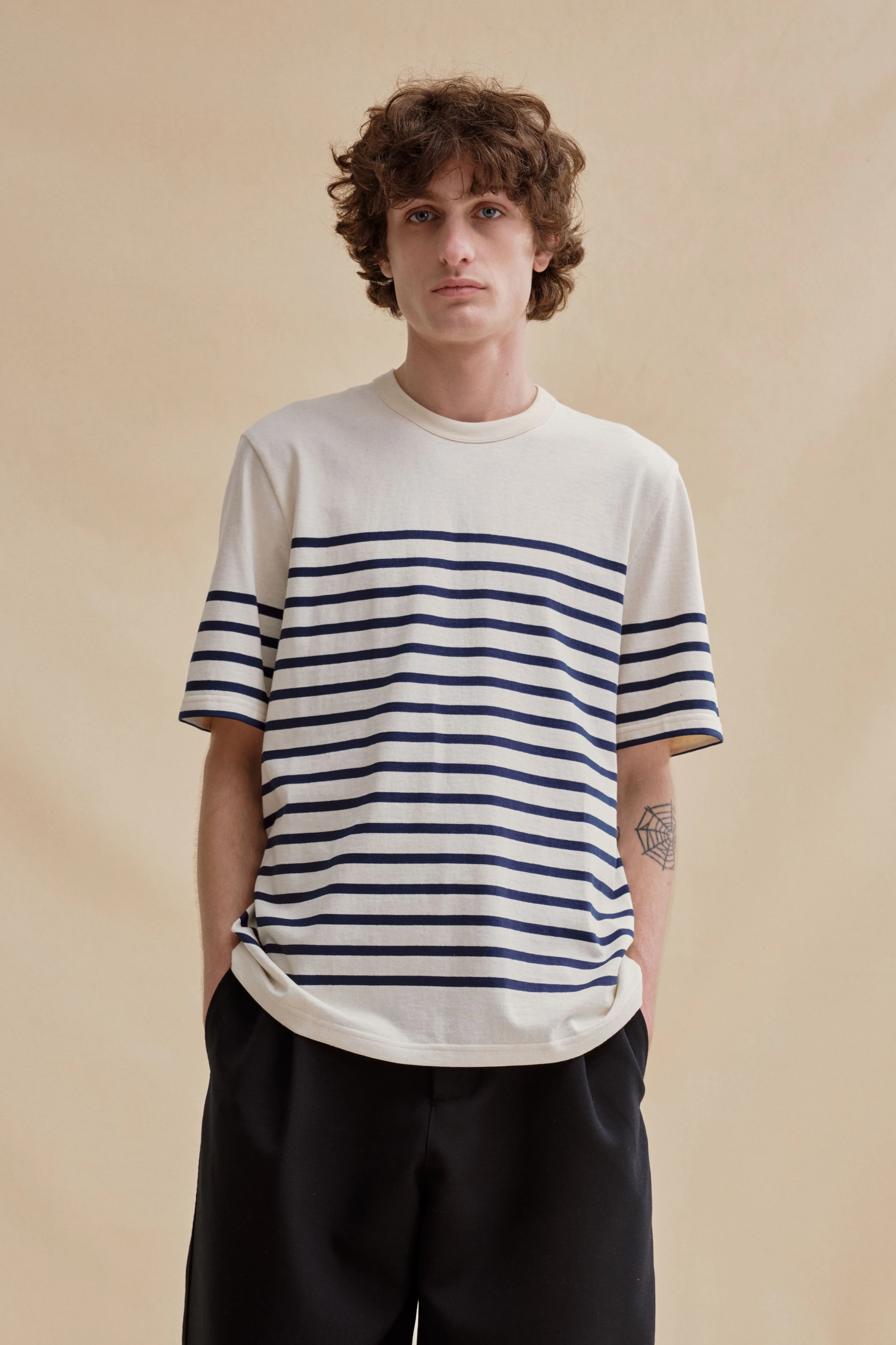 T-shirt marin écru et marine pour homme - rayures Marine Nationale