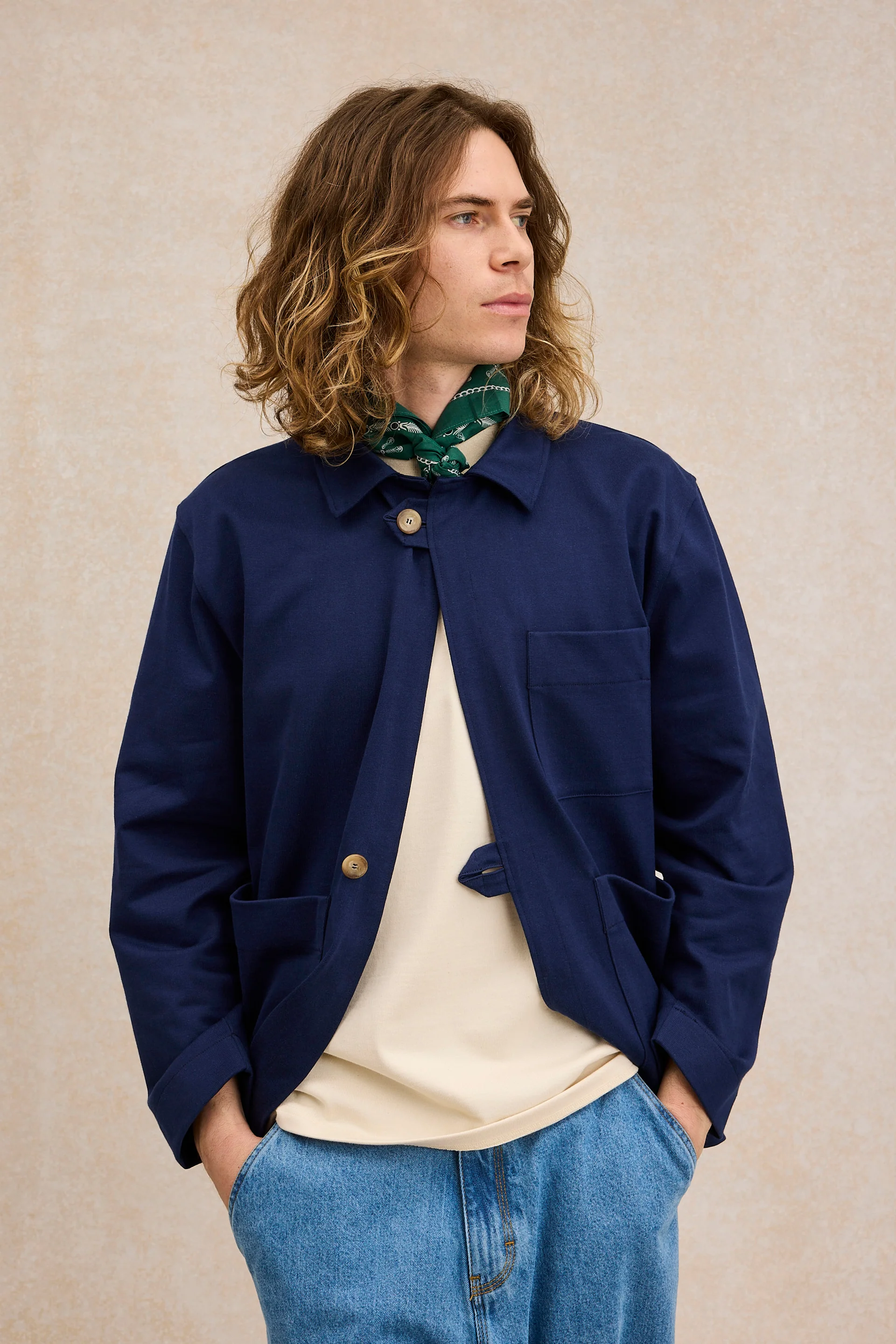 Veste de peintre bleu marine en coton pour homme