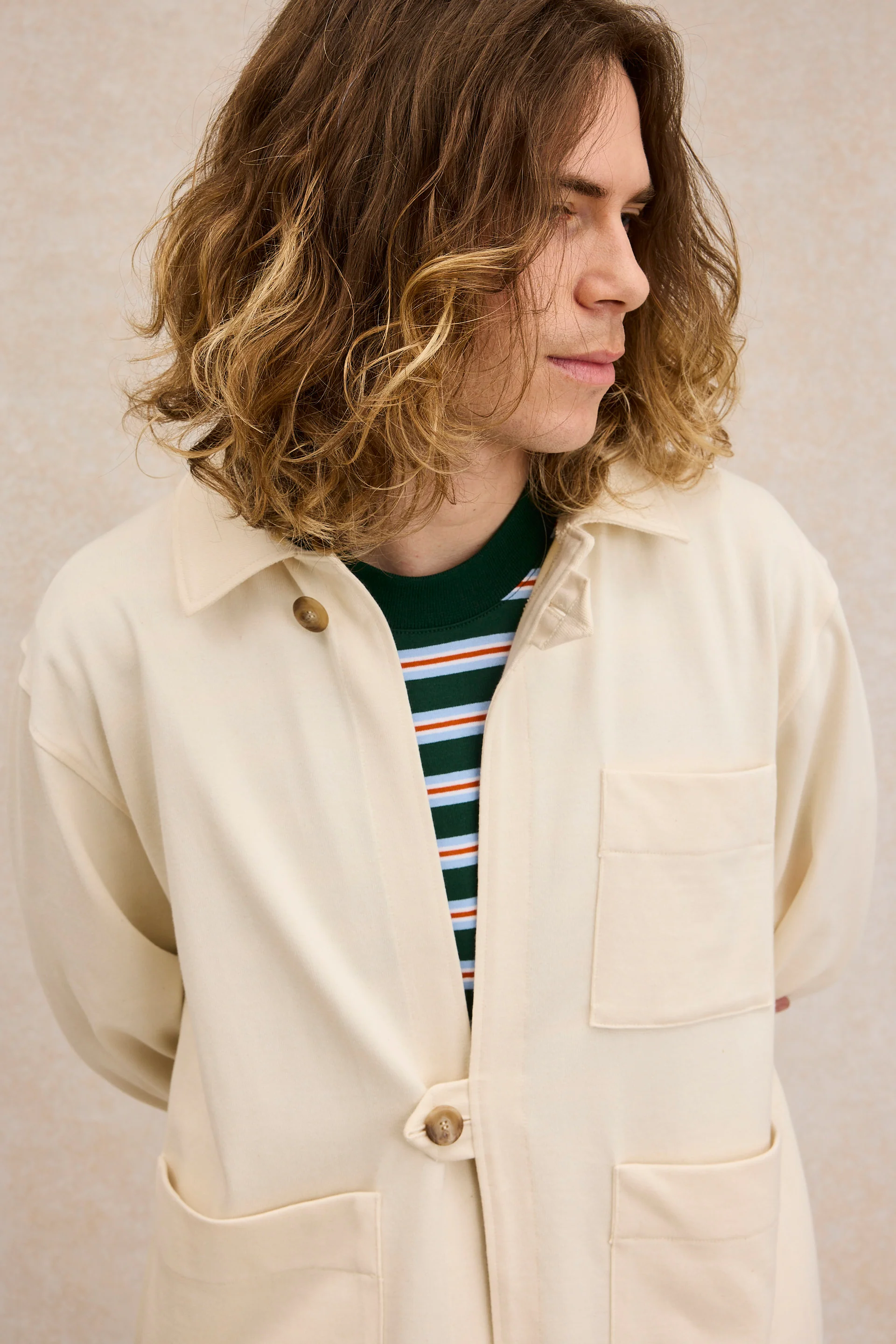 Veste de peintre écru en coton pour homme - Image 2