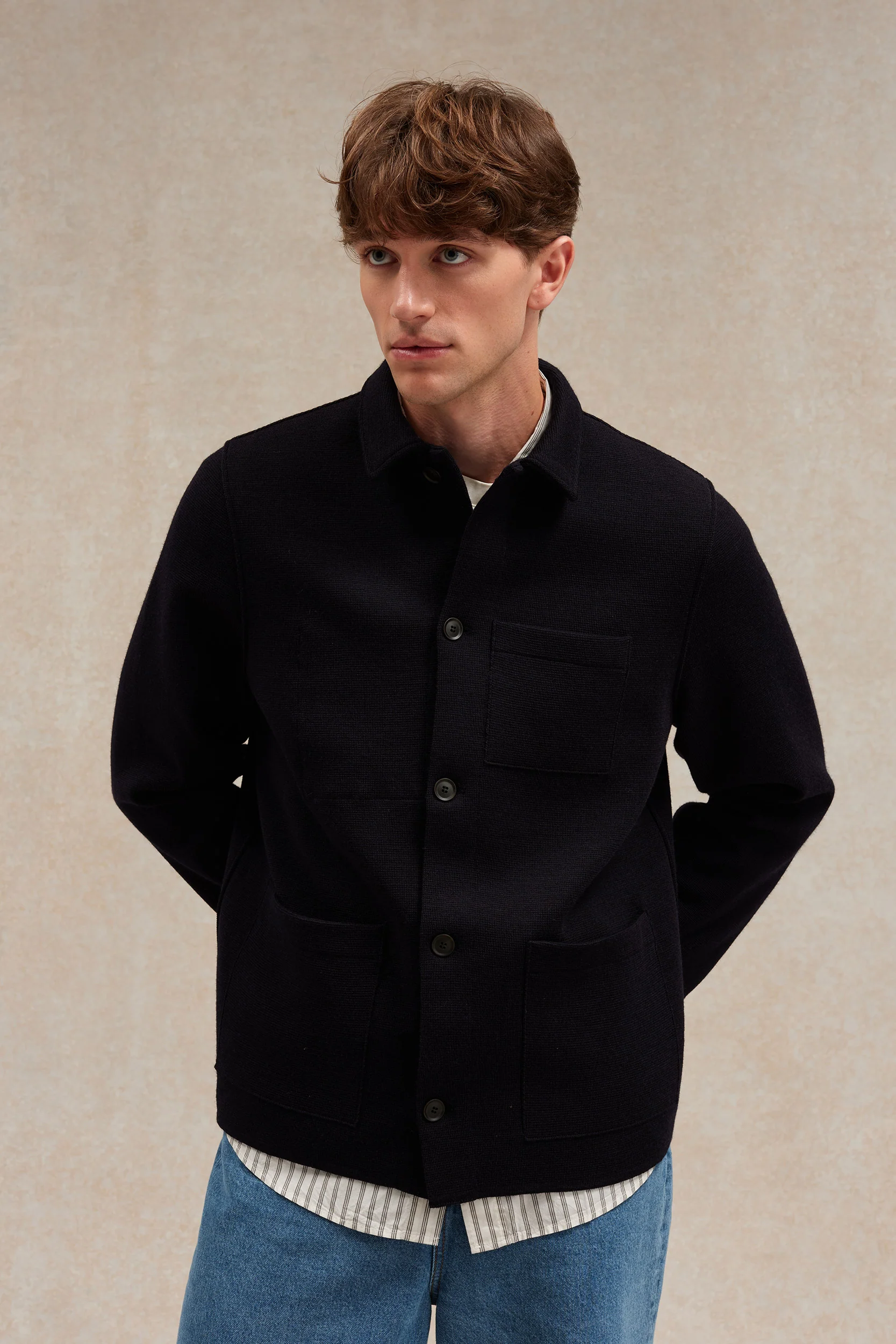 Veste de travail bleu marine en maille Milano pour homme - Image 3
